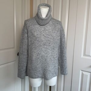 Madewell Gray Cowl Neck Cable S Sweater Oversized